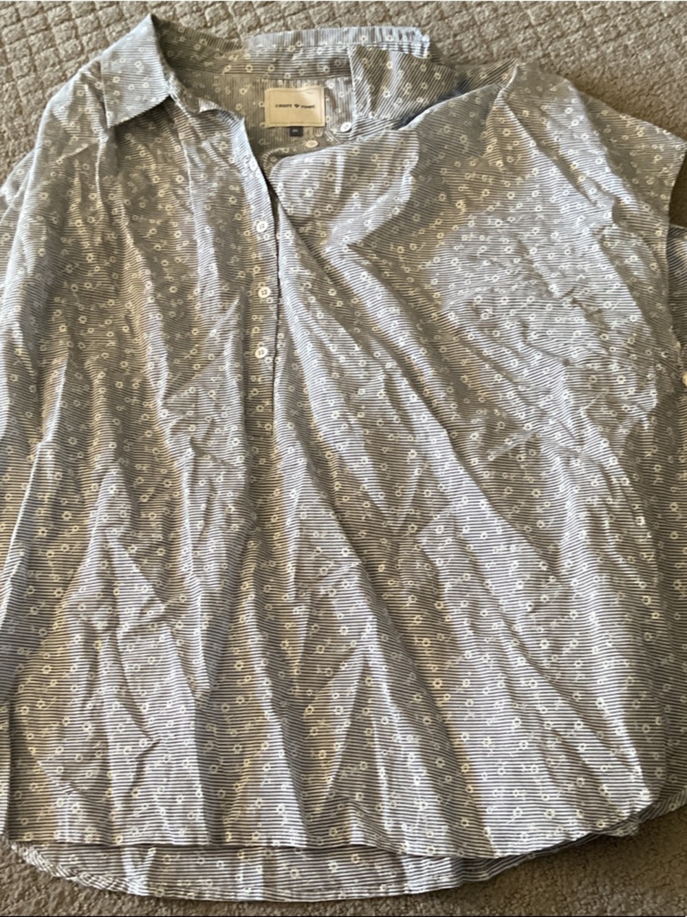 COURT & ROWE Blue Striped Button-Down with White Dot Motif